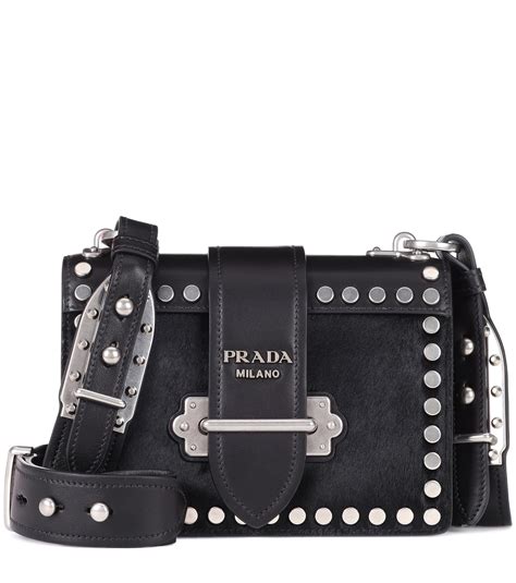 prada black leather hobo bag shoulder silver|prada cahier shoulder bag black.